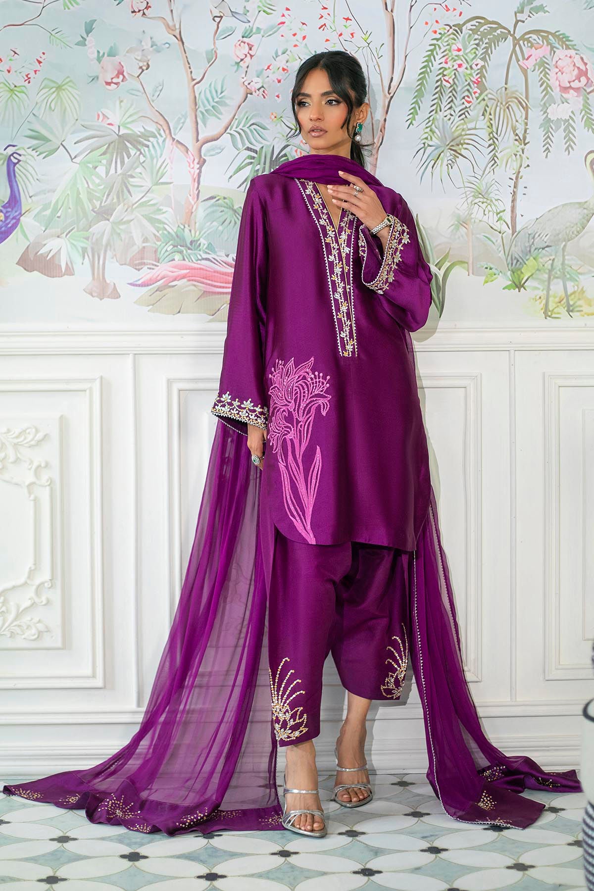 Annus Abrar | Sehr Eid Luxe | Melanie Plum -  Annus Abrar Ladies Clothes - Original Designer Dress - House of Maryam