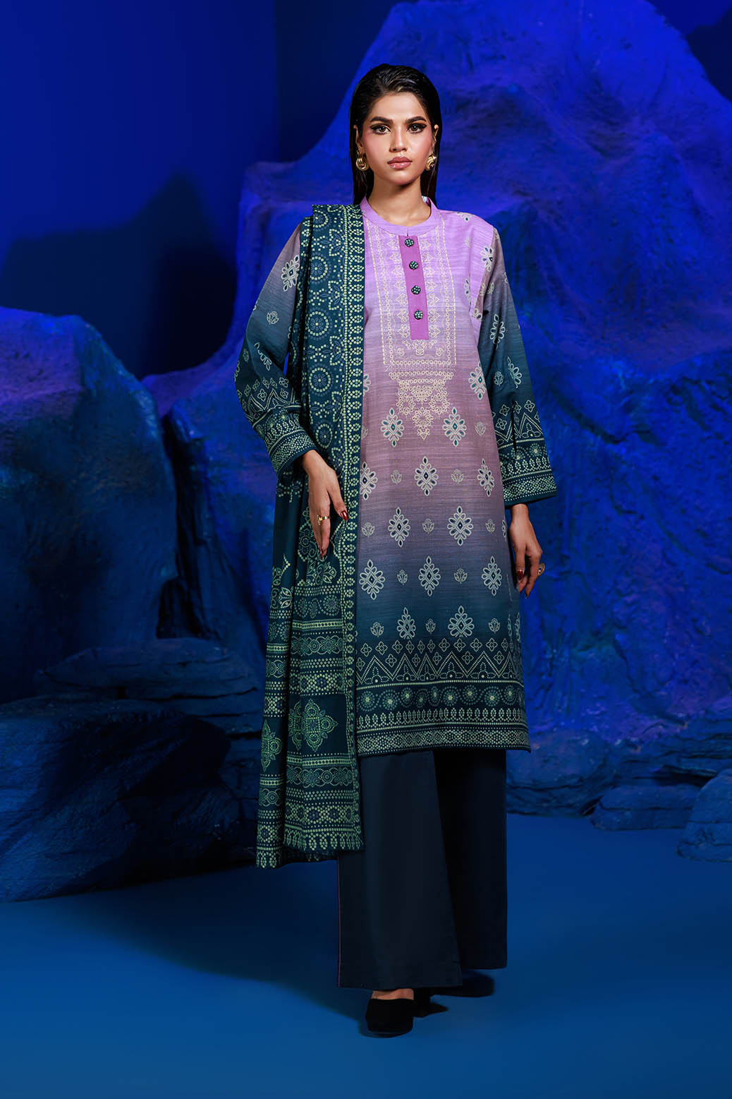 Bonanza Satrangi | Rainwashed 3 Pc (2W24P3P343) -  Bonanza Satrangi Unstitched - Original Designer Dress - House of Maryam