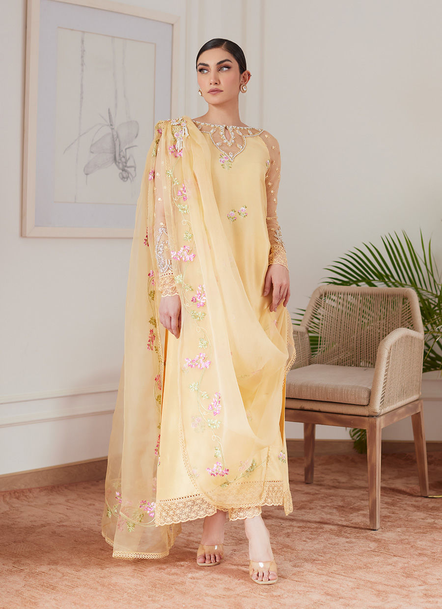 Farah Talib Aziz | Luna Eid Collection 24 | CYRILLA PALE YELLOW by Designer Farah Talib Aziz - House of Maryam - Pakistani Designer Ethnic Wear in {{ shop.shopifyCountryName }}