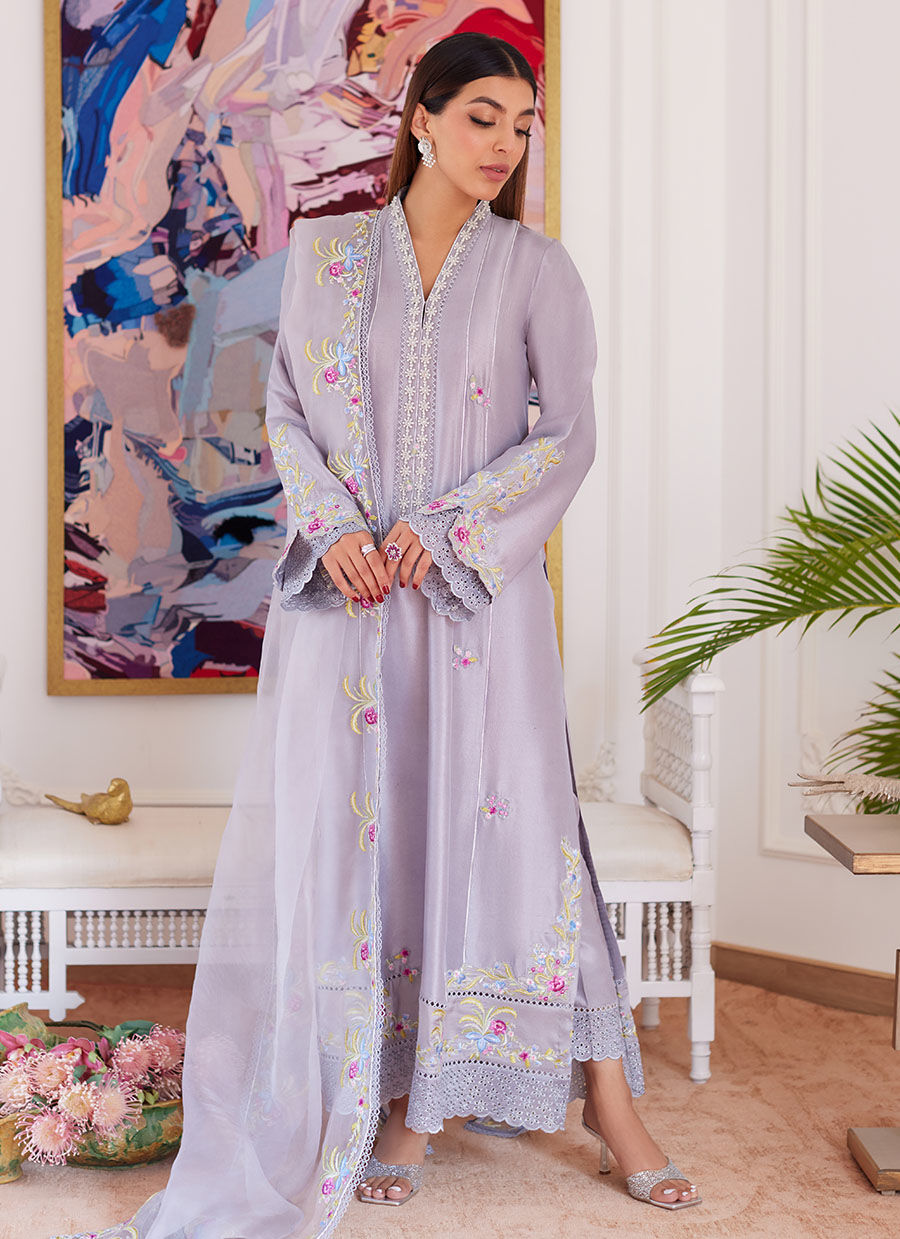 Farah Talib Aziz | Luna Eid Collection 24 | ODETTE SILVER GREY by Designer Farah Talib Aziz - House of Maryam - Pakistani Designer Ethnic Wear in {{ shop.shopifyCountryName }}