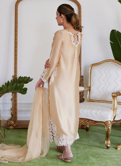 Farah Talib Aziz | Luna Eid Collection 24 | MELVINA CHAMPAGNE BEIGE -  Farah Talib Aziz Luxury - Original Designer Dress - House of Maryam