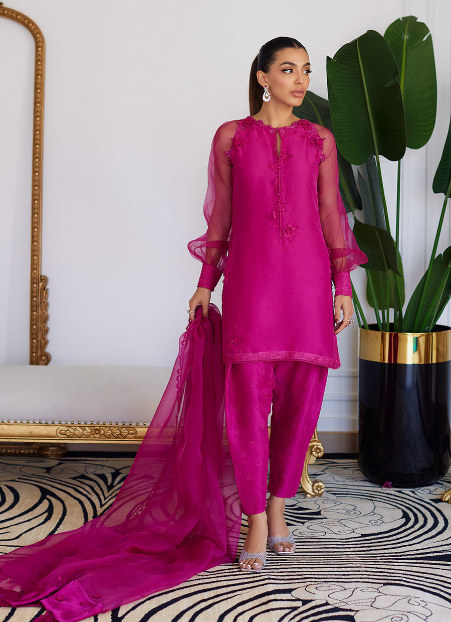 Farah Talib Aziz | Luna Eid Collection 24 | ELIO HOT PINK -  Farah Talib Aziz Luxury - Original Designer Dress - House of Maryam