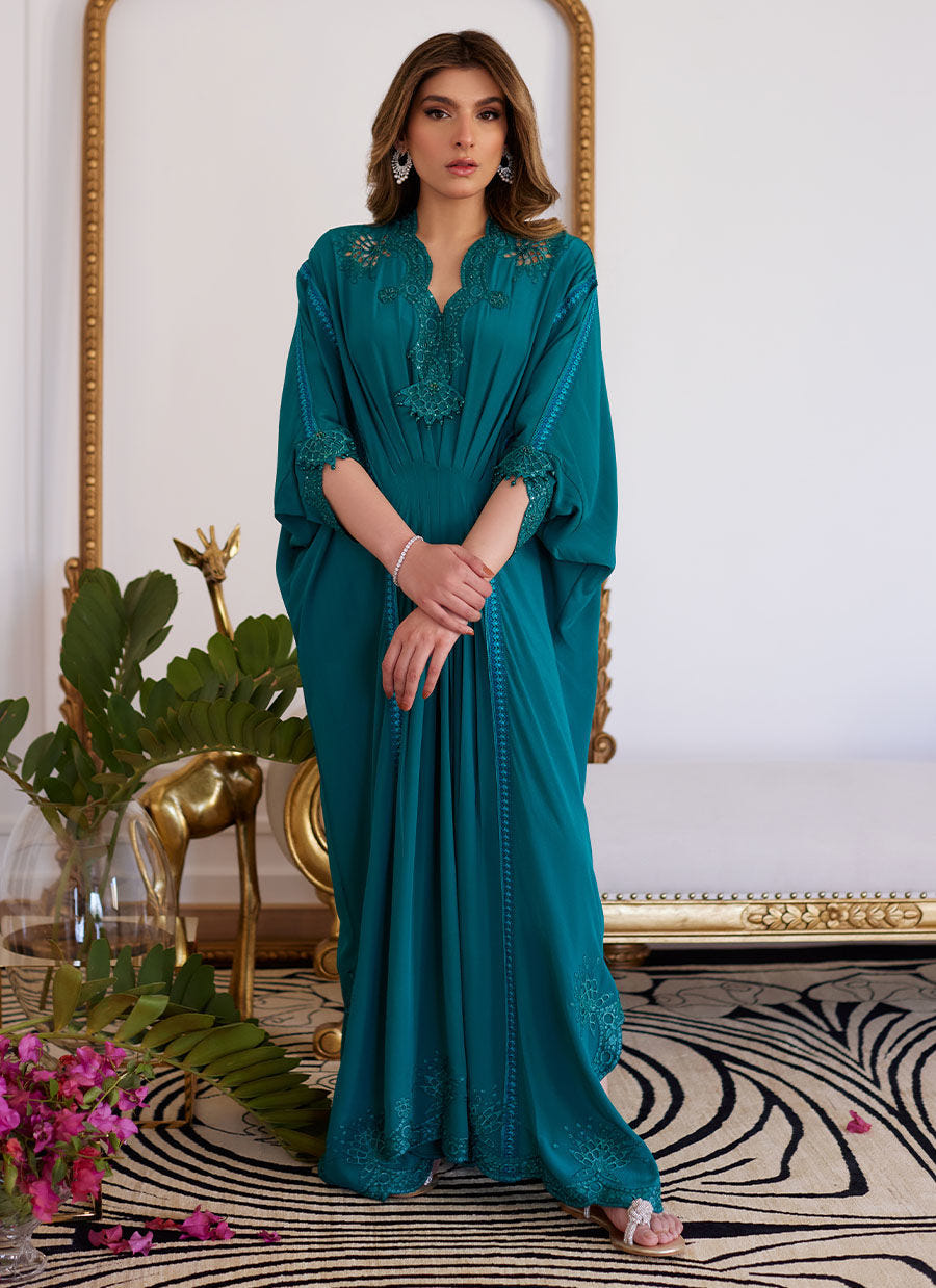 Farah Talib Aziz | Luna Eid Collection 24 | EMMELINE EMERALD CREPE -  Farah Talib Aziz Luxury - Original Designer Dress - House of Maryam