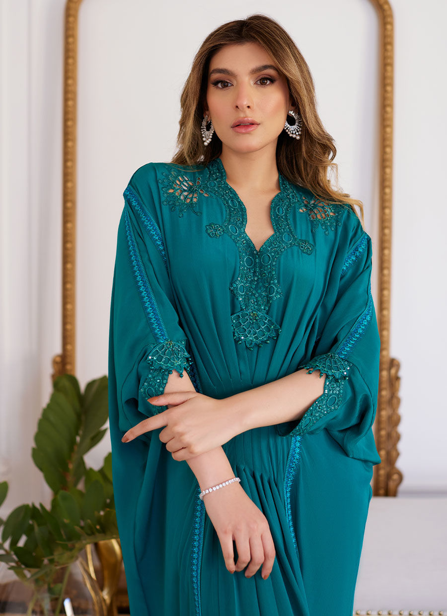 Farah Talib Aziz | Luna Eid Collection 24 | EMMELINE EMERALD CREPE by Designer Farah Talib Aziz - House of Maryam - Pakistani Designer Ethnic Wear in {{ shop.shopifyCountryName }}