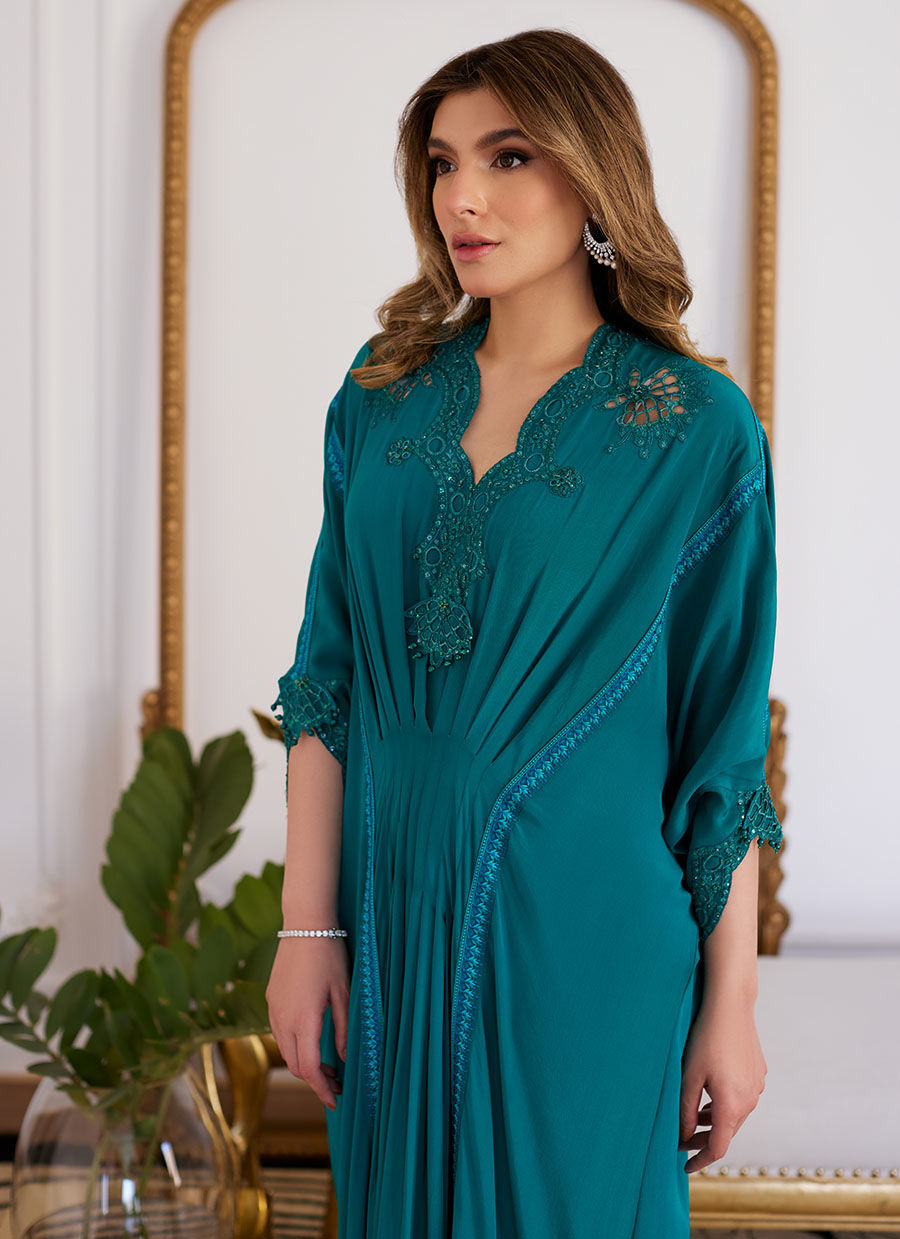 Farah Talib Aziz | Luna Eid Collection 24 | EMMELINE EMERALD CREPE -  Farah Talib Aziz Luxury - Original Designer Dress - House of Maryam