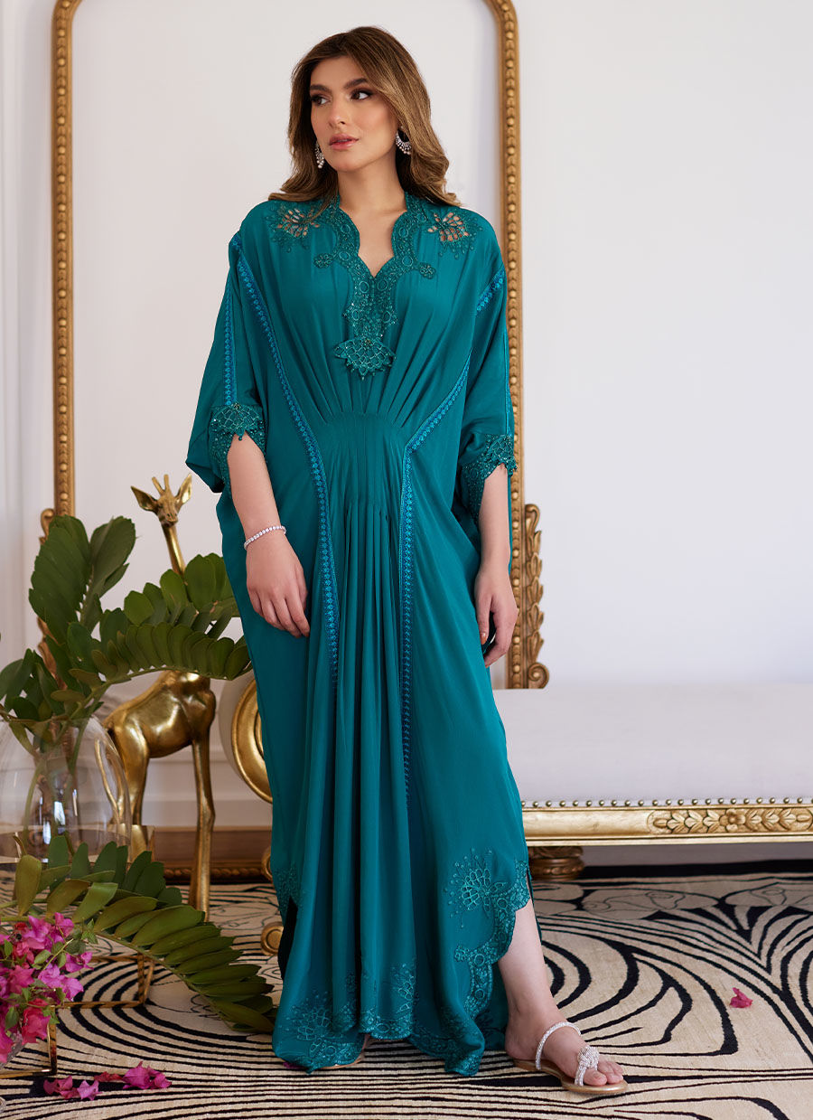 Farah Talib Aziz | Luna Eid Collection 24 | EMMELINE EMERALD CREPE by Designer Farah Talib Aziz - House of Maryam - Pakistani Designer Ethnic Wear in {{ shop.shopifyCountryName }}