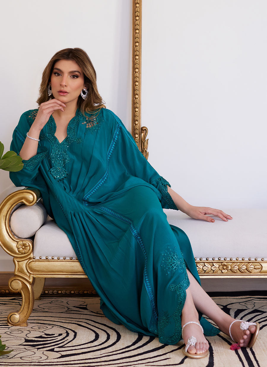 Farah Talib Aziz | Luna Eid Collection 24 | EMMELINE EMERALD CREPE -  Farah Talib Aziz Luxury - Original Designer Dress - House of Maryam