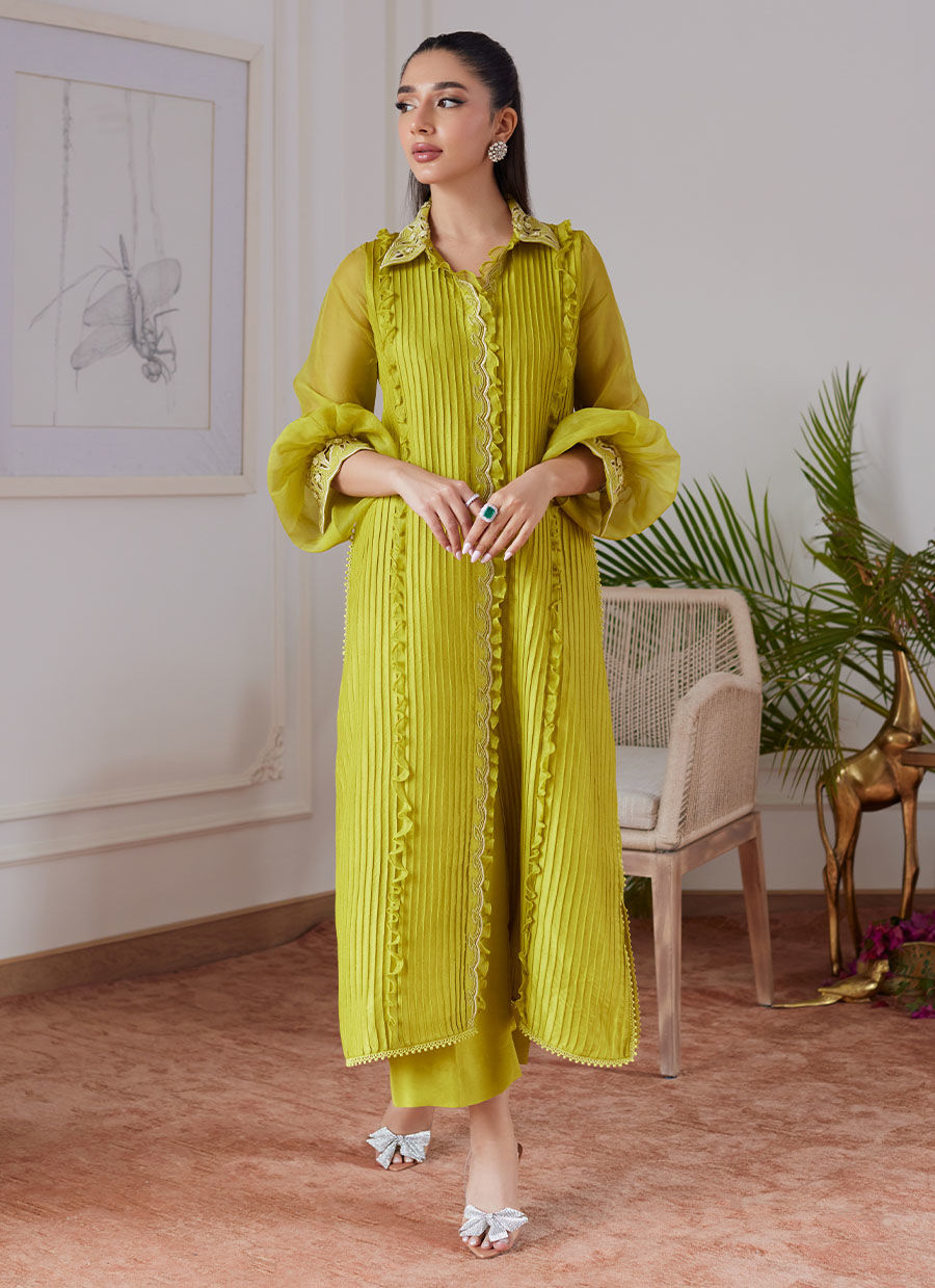Farah Talib Aziz | Luna Eid Collection 24 | FAUSTINE KIWI -  Farah Talib Aziz Luxury - Original Designer Dress - House of Maryam