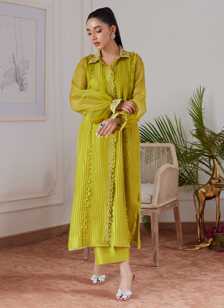Farah Talib Aziz | Luna Eid Collection 24 | FAUSTINE KIWI -  Farah Talib Aziz Luxury - Original Designer Dress - House of Maryam