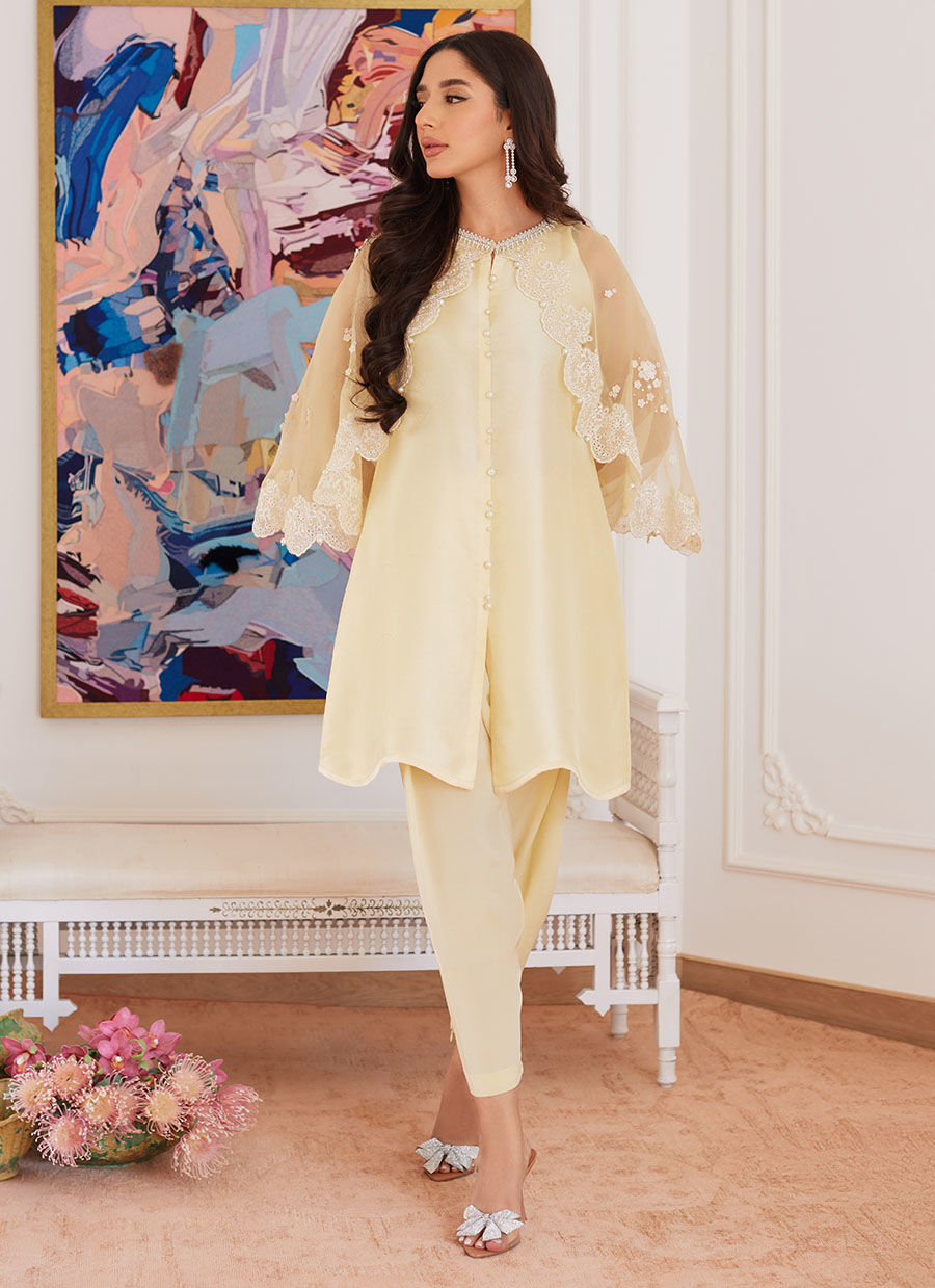 Farah Talib Aziz | Luna Eid Collection 24 | ESMERALDA PASTEL YELLOW by Farah Talib Aziz - House of Maryam