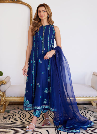 Farah Talib Aziz | Luna Eid Collection 24 | ELSYEE ROYAL BLUE -  Farah Talib Aziz Luxury - Original Designer Dress - House of Maryam
