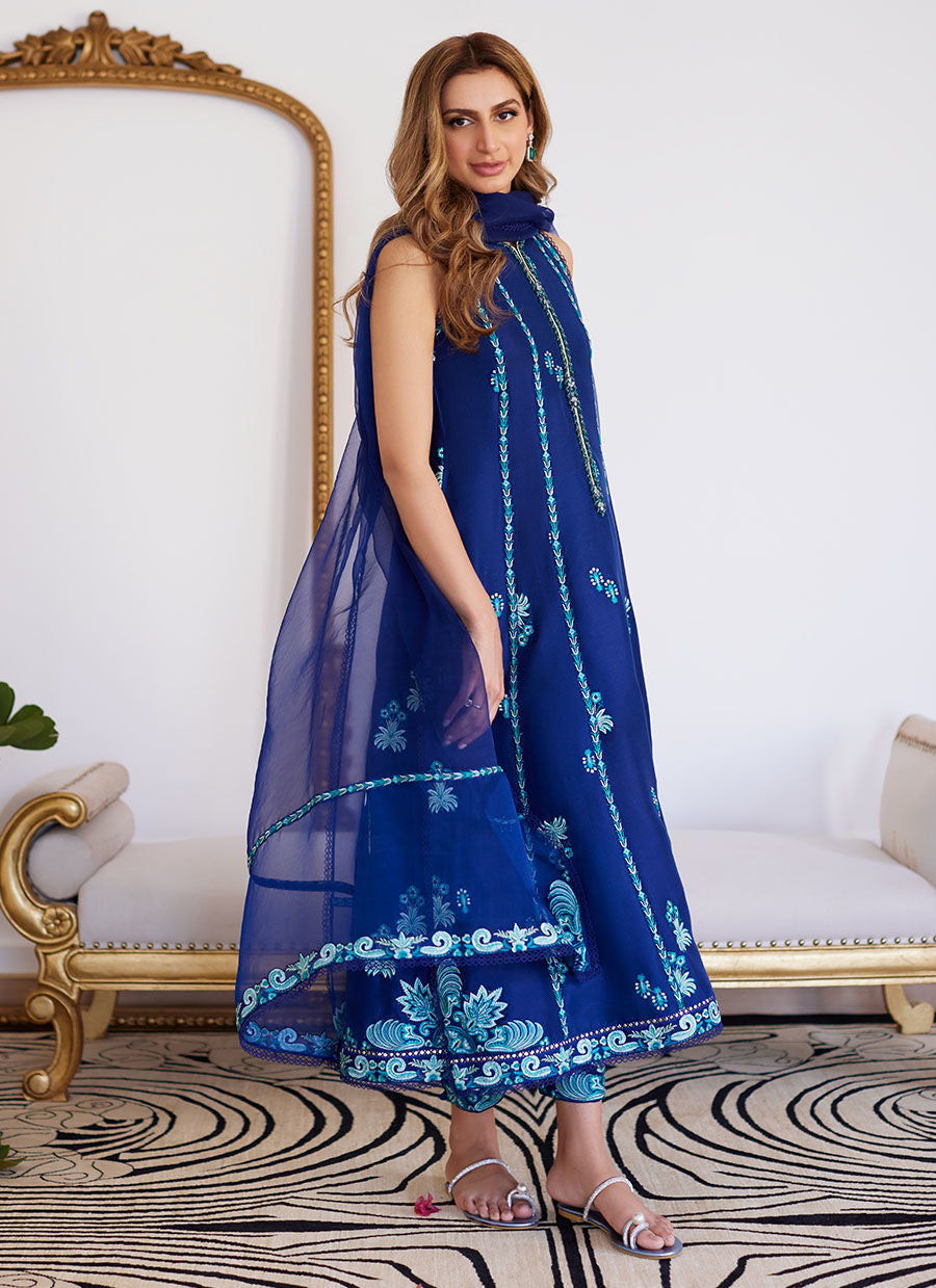 Farah Talib Aziz | Luna Eid Collection 24 | ELSYEE ROYAL BLUE -  Farah Talib Aziz Luxury - Original Designer Dress - House of Maryam