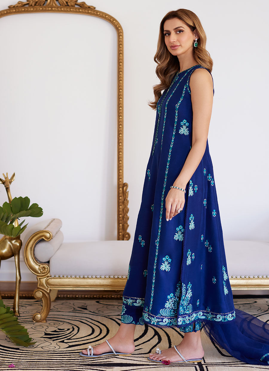 Farah Talib Aziz | Luna Eid Collection 24 | ELSYEE ROYAL BLUE -  Farah Talib Aziz Luxury - Original Designer Dress - House of Maryam