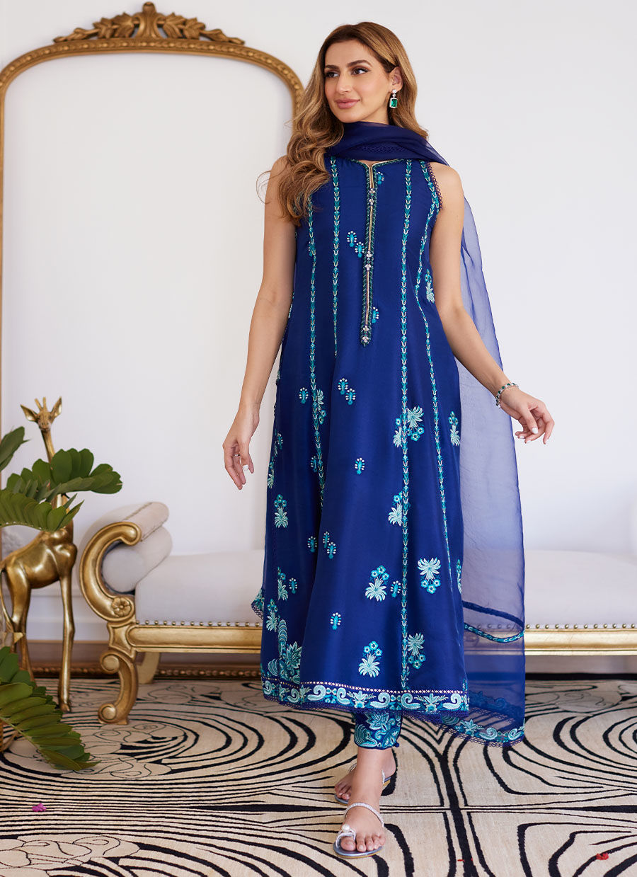 Farah Talib Aziz | Luna Eid Collection 24 | ELSYEE ROYAL BLUE -  Farah Talib Aziz Luxury - Original Designer Dress - House of Maryam