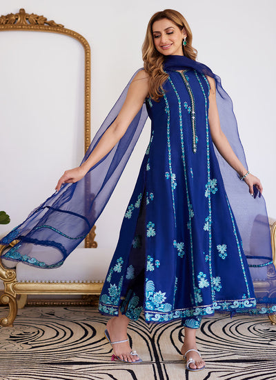Farah Talib Aziz | Luna Eid Collection 24 | ELSYEE ROYAL BLUE -  Farah Talib Aziz Luxury - Original Designer Dress - House of Maryam