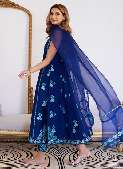 Farah Talib Aziz | Luna Eid Collection 24 | ELSYEE ROYAL BLUE -  Farah Talib Aziz Luxury - Original Designer Dress - House of Maryam