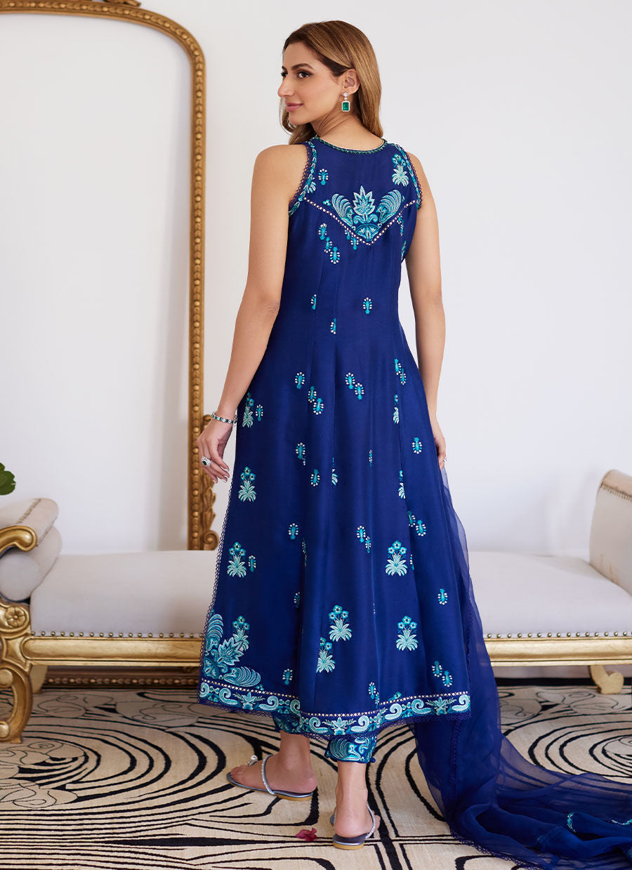 Farah Talib Aziz | Luna Eid Collection 24 | ELSYEE ROYAL BLUE -  Farah Talib Aziz Luxury - Original Designer Dress - House of Maryam