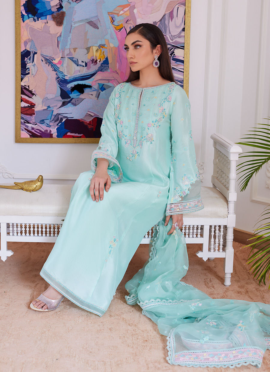 Farah Talib Aziz | Luna Eid Collection 24 | AURELLA MINT by Farah Talib Aziz - House of Maryam