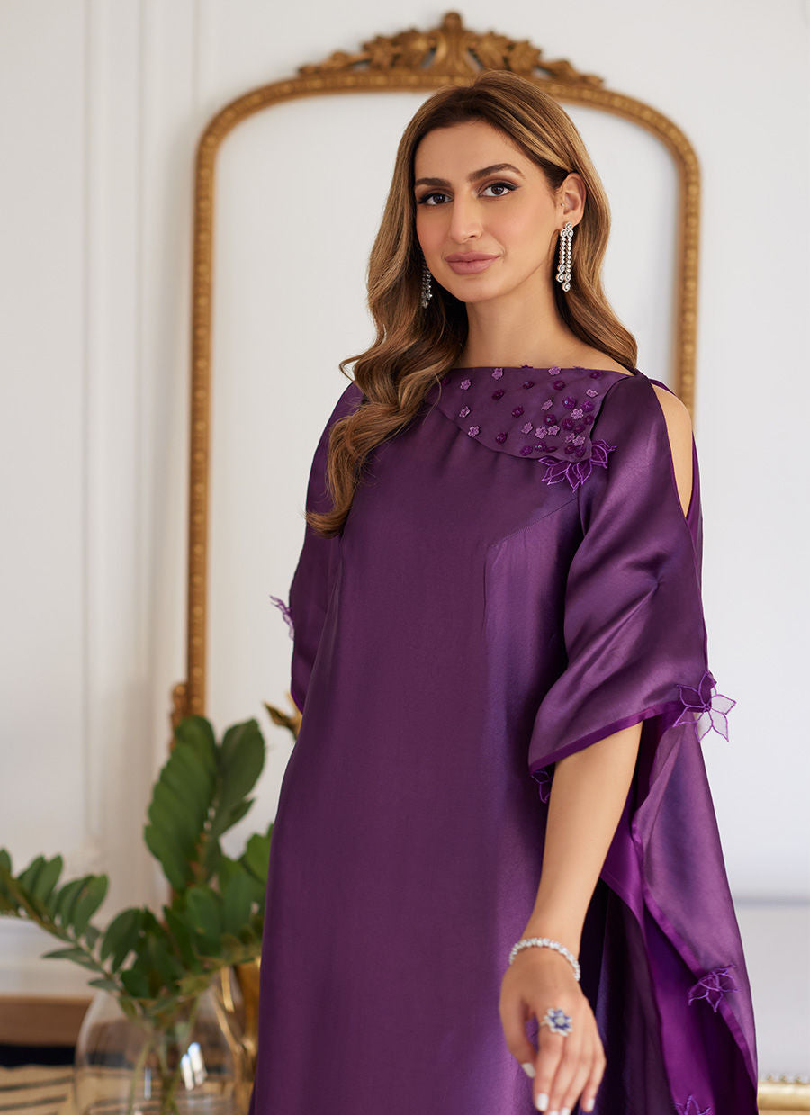 Farah Talib Aziz | Luna Eid Collection 24 | MAYLONE SPARKLING GRAPE -  Farah Talib Aziz Luxury - Original Designer Dress - House of Maryam