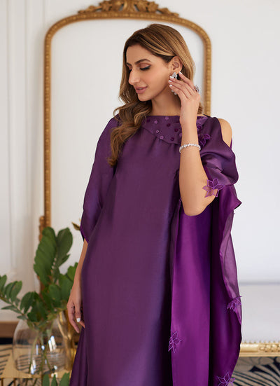 Farah Talib Aziz | Luna Eid Collection 24 | MAYLONE SPARKLING GRAPE -  Farah Talib Aziz Luxury - Original Designer Dress - House of Maryam