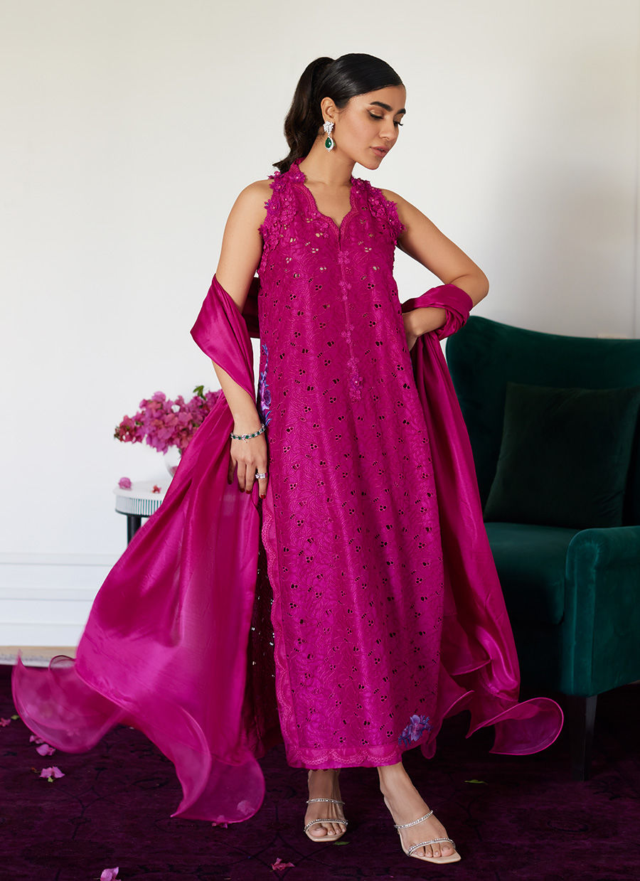 Farah Talib Aziz | Luna Eid Collection 24 | CLARIENE HOT PINK by Designer Farah Talib Aziz - House of Maryam - Pakistani Designer Ethnic Wear in {{ shop.shopifyCountryName }}