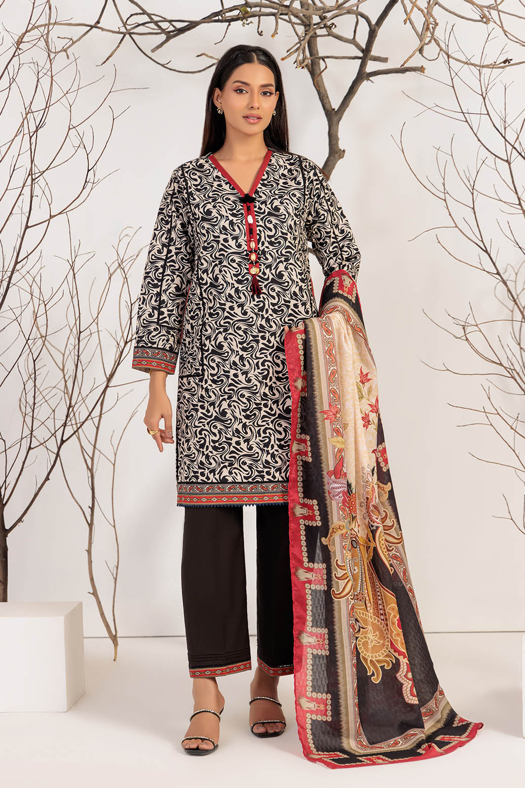 Bonanza Satrangi | Aurora 3 Pc (7W24P3P080) -  Bonanza Satrangi Unstitched - Original Designer Dress - House of Maryam
