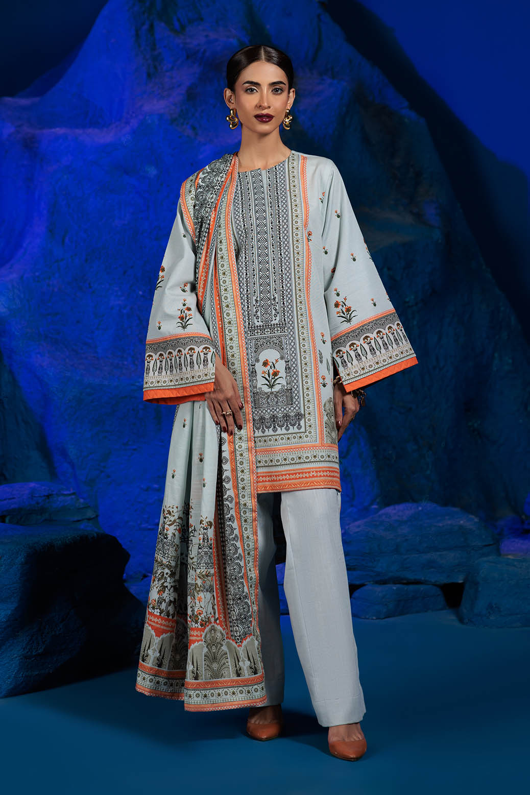 Bonanza Satrangi | Spa Blue 3 Pc (1W24P3P289) -  Bonanza Satrangi Unstitched - Original Designer Dress - House of Maryam
