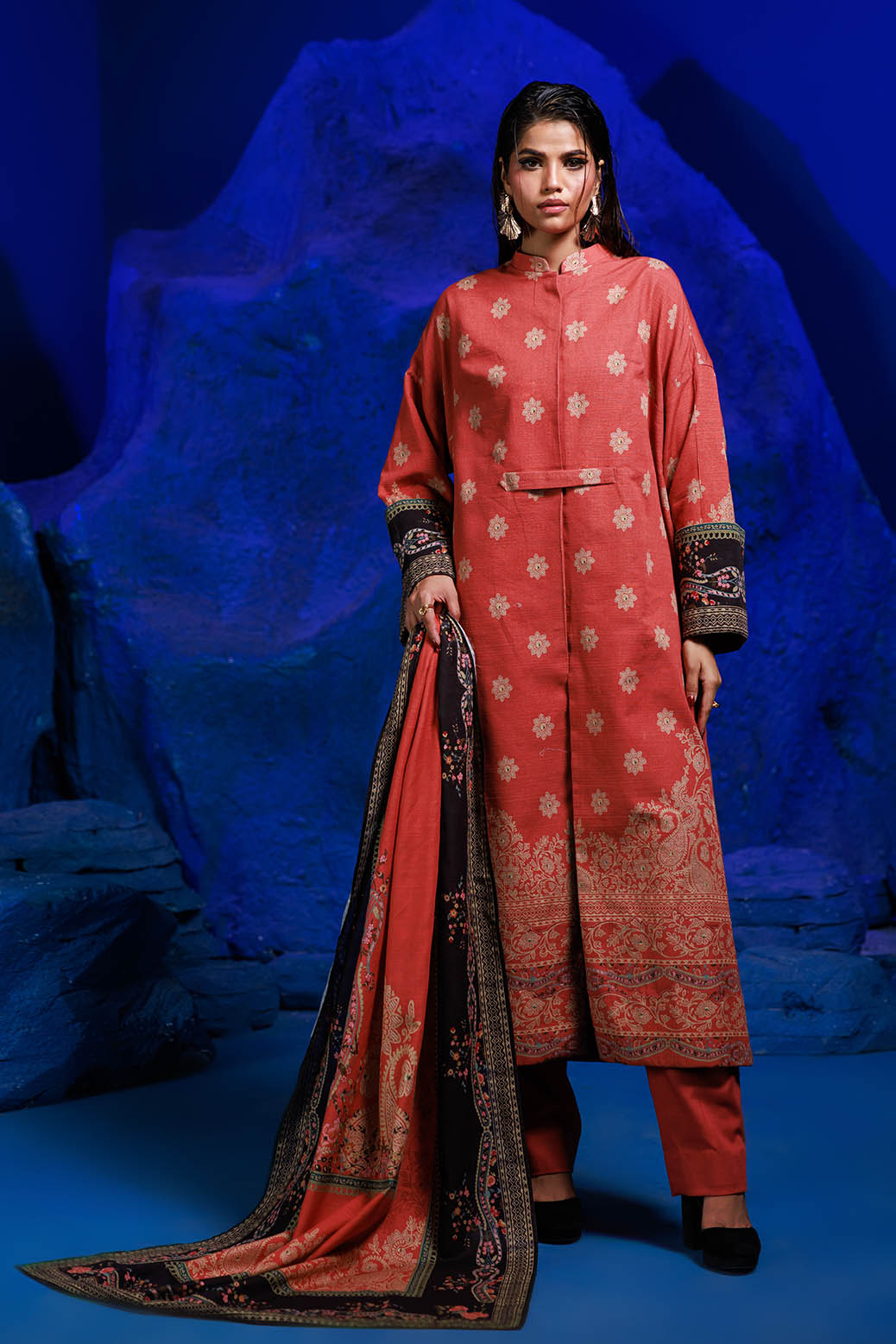 Bonanza Satrangi | Red Day 3 Pc (1W24P3P296) -  Bonanza Satrangi Unstitched - Original Designer Dress - House of Maryam