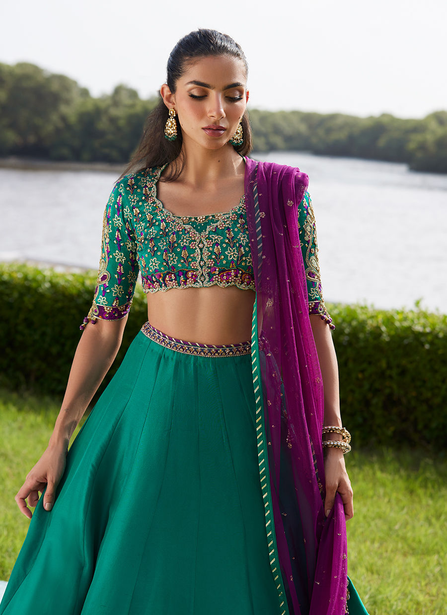 Farah Talib Aziz | Mayna Festive Luxe Pret | Amaranth Lehnga Choli, image 3