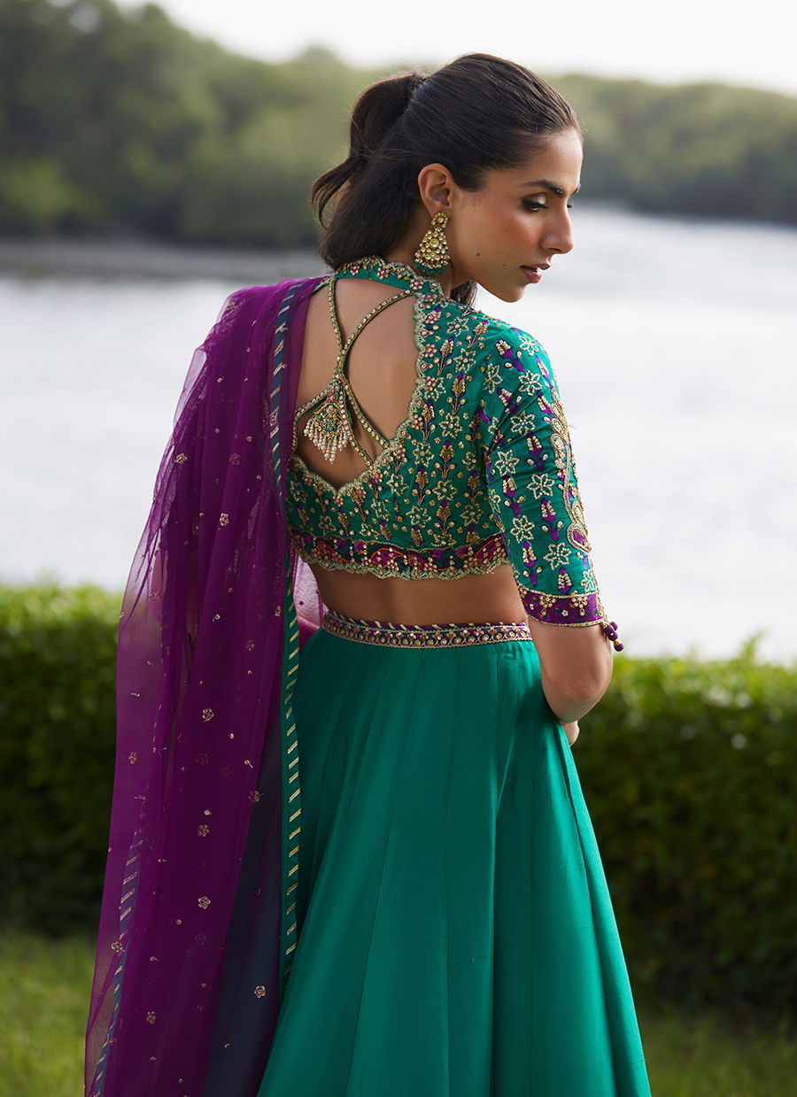 Farah Talib Aziz | Mayna Festive Luxe Pret | Amaranth Lehnga Choli, image 2