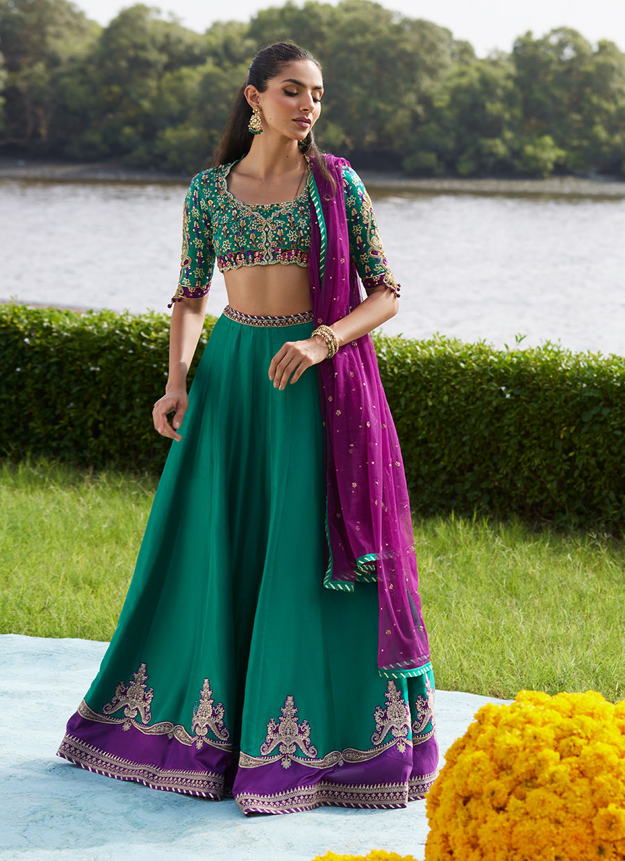 Farah Talib Aziz | Mayna Festive Luxe Pret | Amaranth Lehnga Choli
