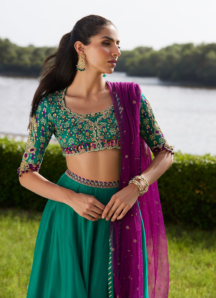 Farah Talib Aziz | Mayna Festive Luxe Pret | Amaranth Lehnga Choli-4