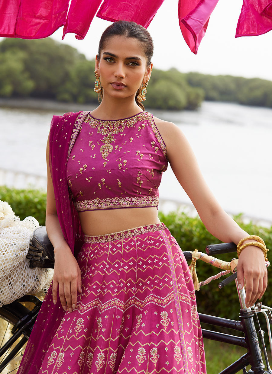 Farah Talib Aziz | Mayna Festive Luxe Pret | Orchid Lehnga Choli, image 3