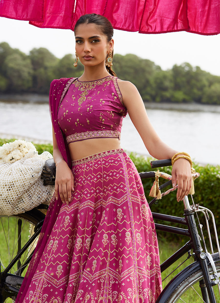 Farah Talib Aziz | Mayna Festive Luxe Pret | Orchid Lehnga Choli, image 4