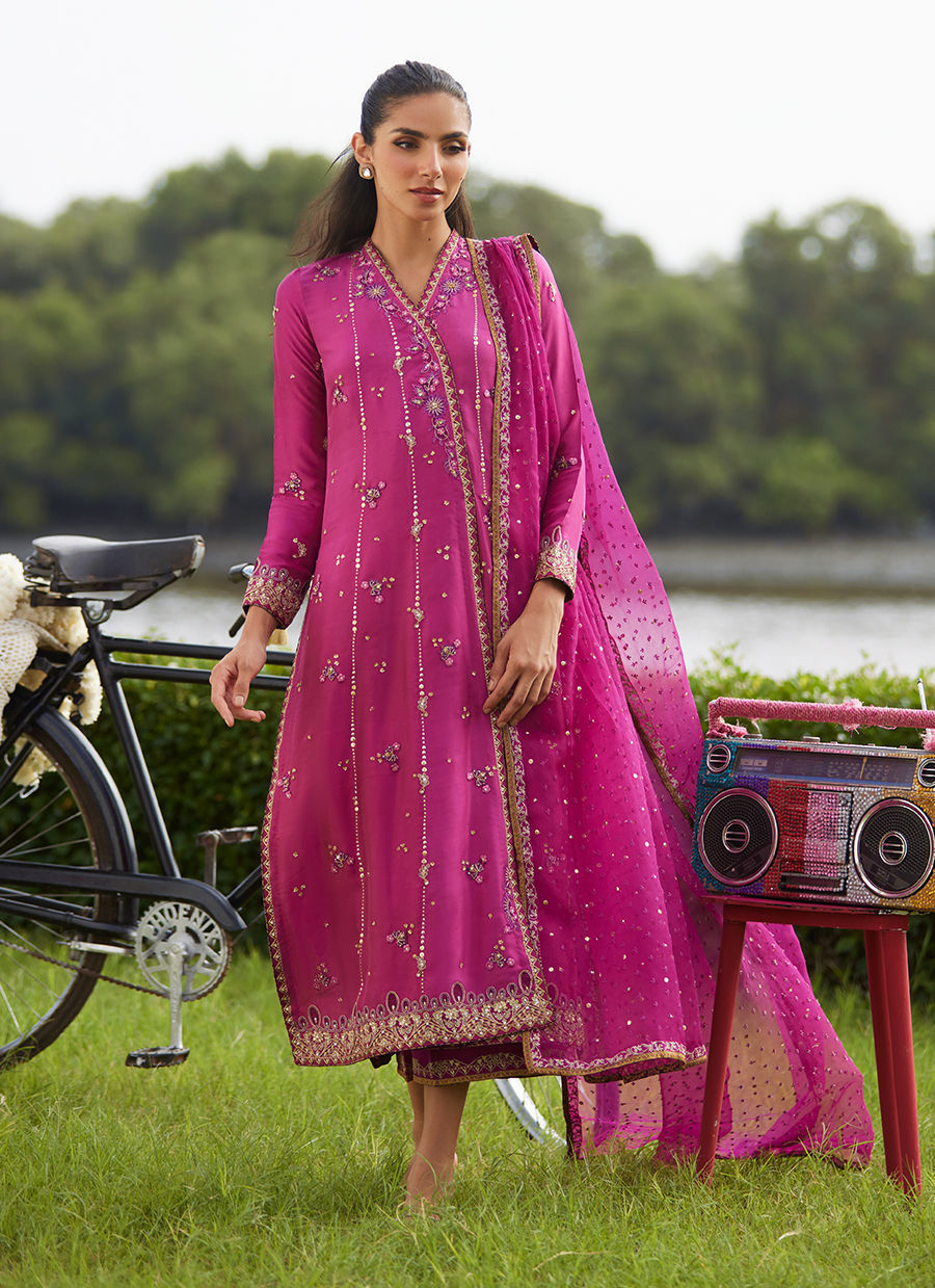 Farah Talib Aziz | Mayna Festive Luxe Pret | Mirage Magenta Shirt And Dupatta