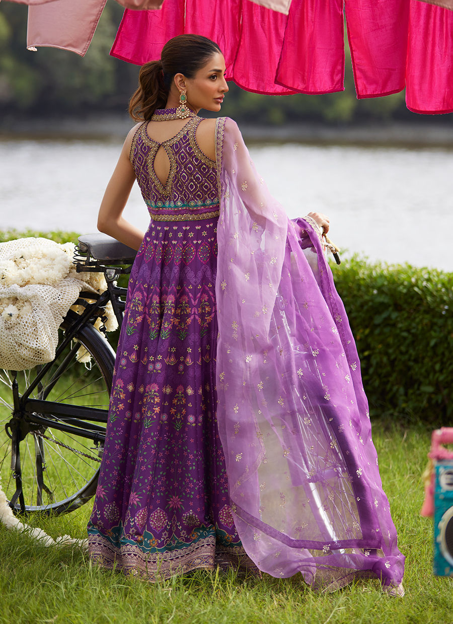 Farah Talib Aziz | Mayna Festive Luxe Pret | Aurora Aubergine Kalidaar And Dupatta-2