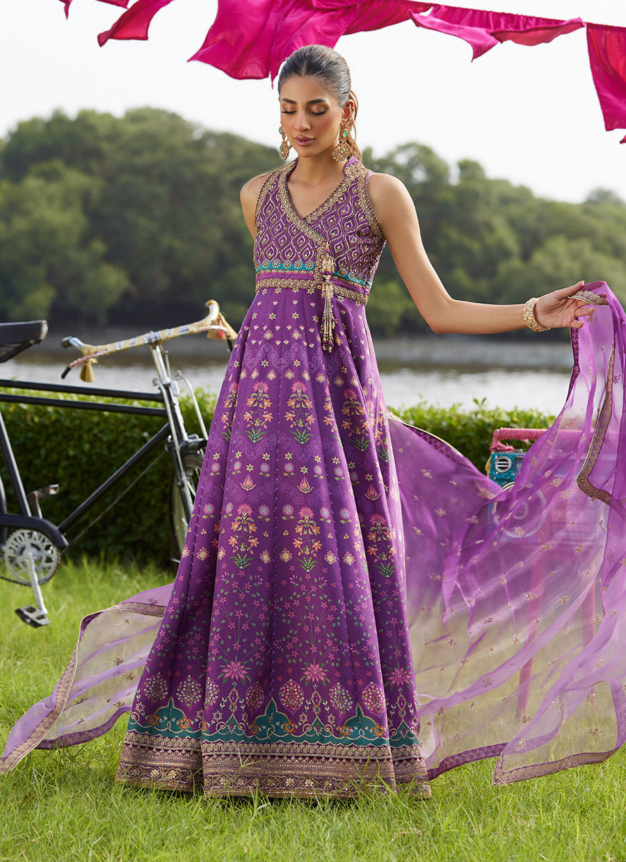 Farah Talib Aziz | Mayna Festive Luxe Pret | Aurora Aubergine Kalidaar And Dupatta-6