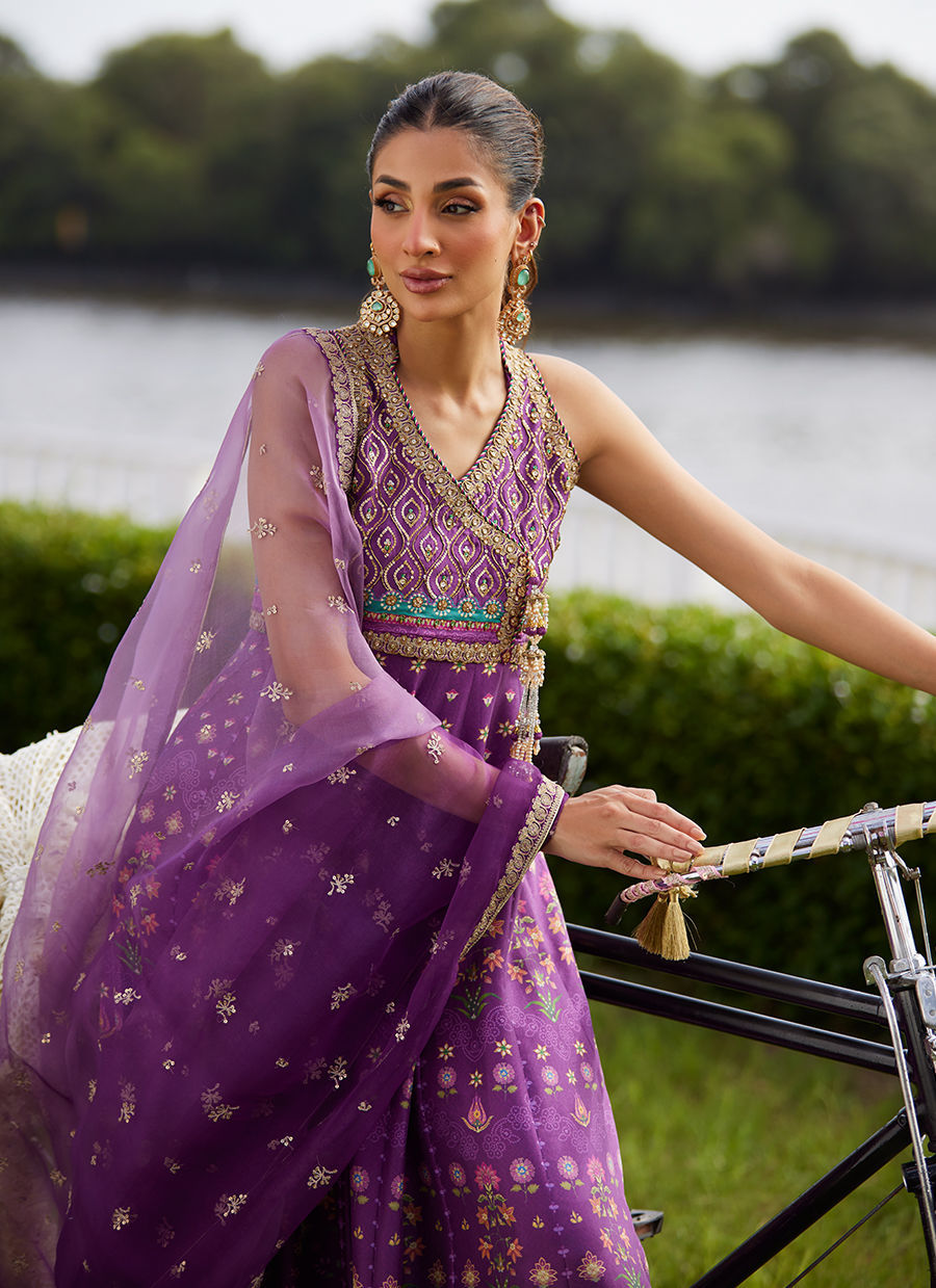 Farah Talib Aziz | Mayna Festive Luxe Pret | Aurora Aubergine Kalidaar And Dupatta-4