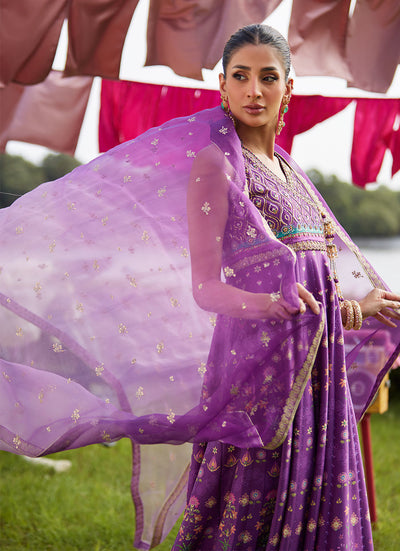 Farah Talib Aziz | Mayna Festive Luxe Pret | Aurora Aubergine Kalidaar And Dupatta