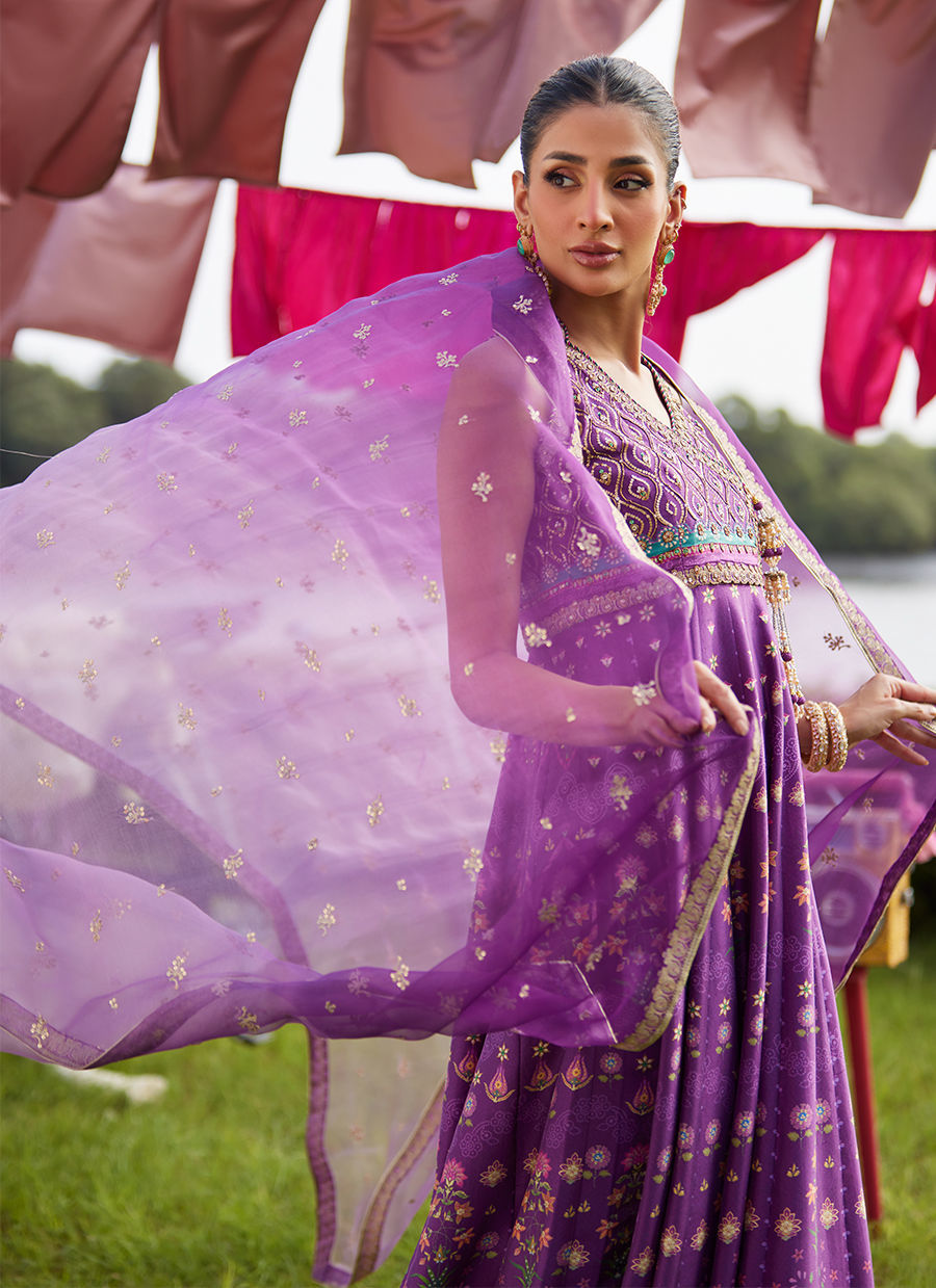 Farah Talib Aziz | Mayna Festive Luxe Pret | Aurora Aubergine Kalidaar And Dupatta-5