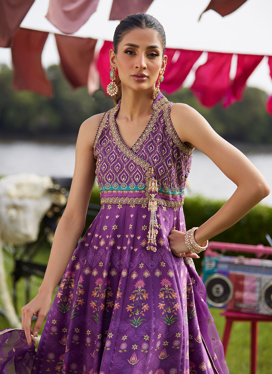 Farah Talib Aziz | Mayna Festive Luxe Pret | Aurora Aubergine Kalidaar And Dupatta-3