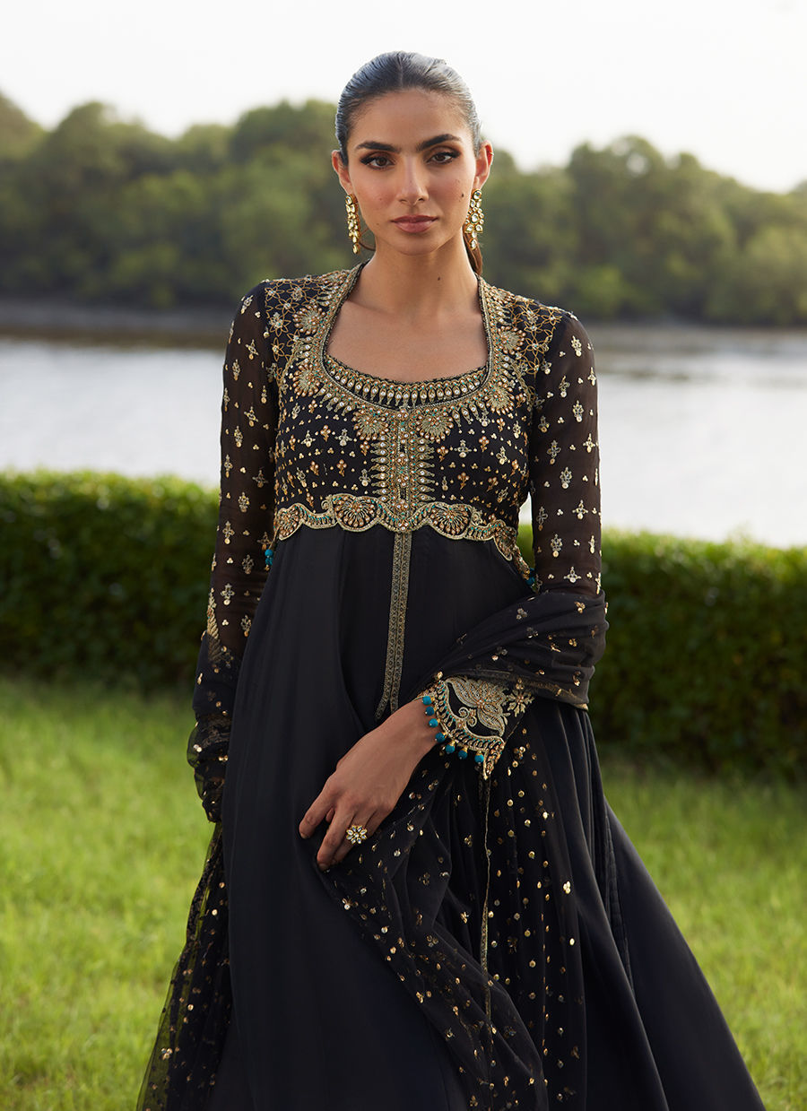 Farah Talib Aziz | Mayna Festive Luxe Pret | Mehzar Black Kalidaar And Dupatta-4