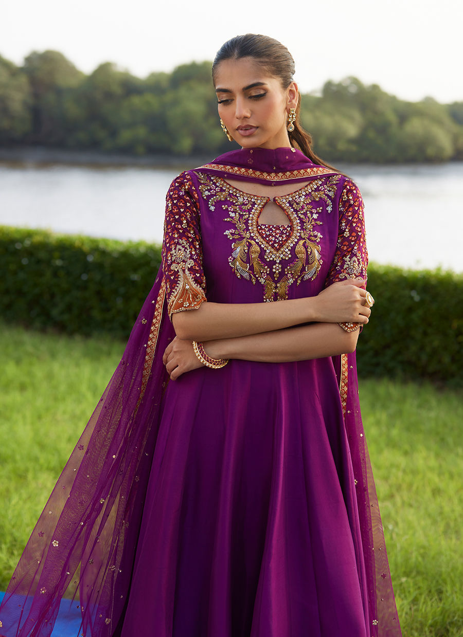 Farah Talib Aziz | Mayna Festive Luxe Pret | Pehil Purple And Dupatta Kalidaar-4