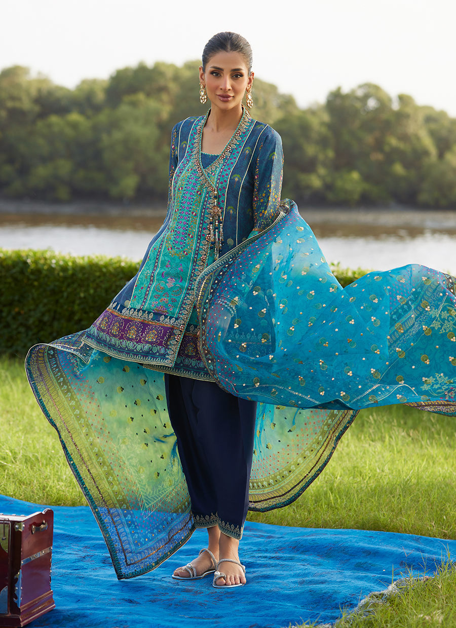 Farah Talib Aziz | Mayna Festive Luxe Pret | Azeema Angarkha And Dupatta-5