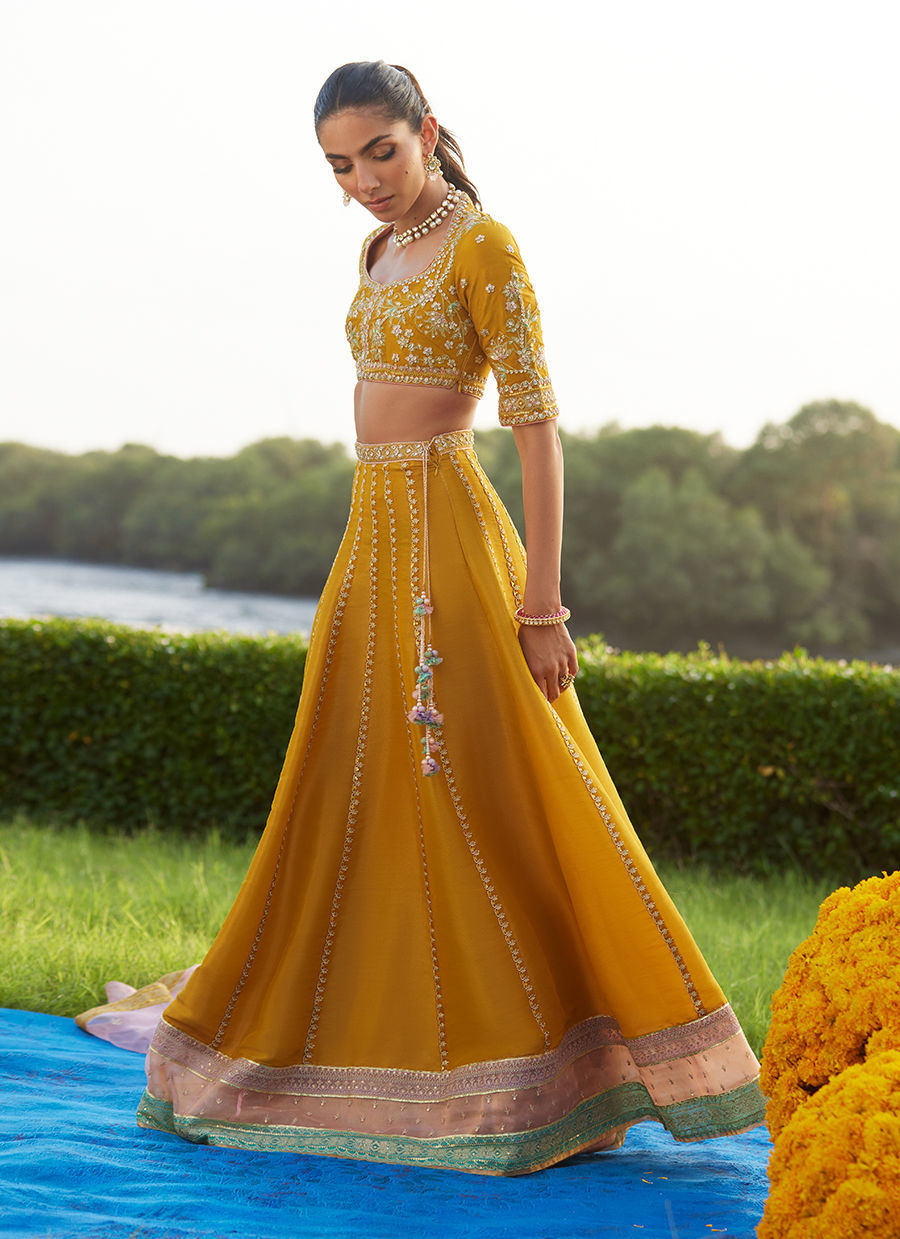 Farah Talib Aziz | Mayna Festive Luxe Pret | Zard Lengha Choli-2