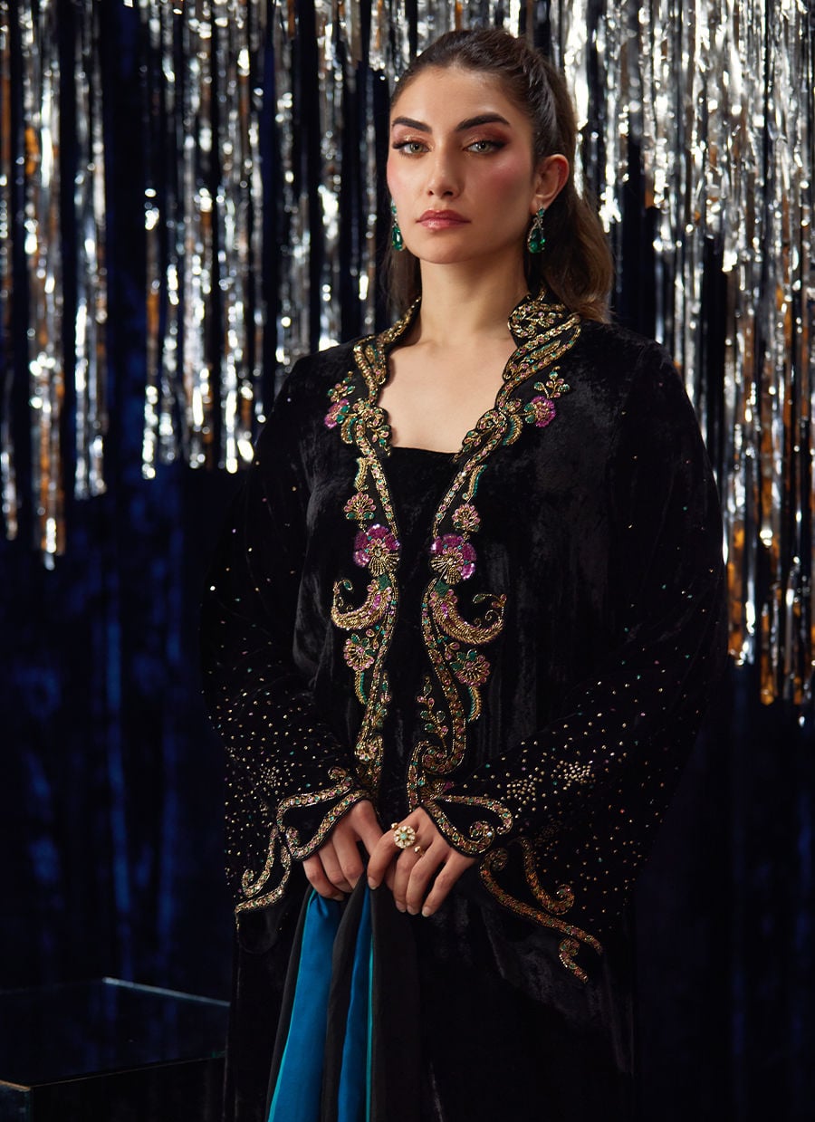 Farah Talib Aziz | Velvet Fete 4 | Nori Black Kaftan, image 4