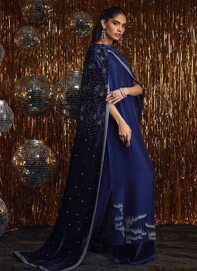 Farah Talib Aziz | Velvet Fete 4 | Elyra Silk Shirt And Pre-Draped Dupatta