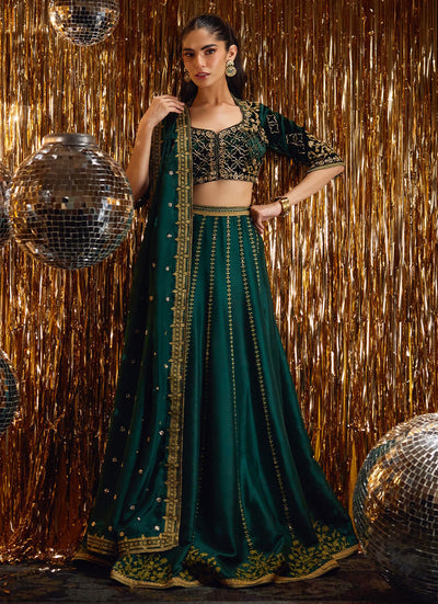 Farah Talib Aziz | Velvet Fete 4 | Sera Emerald Lehnga Choli