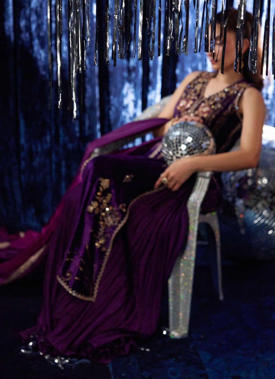 Farah Talib Aziz | Velvet Fete 4 | Amima Aubergine Shirt And Dupatta, image 6