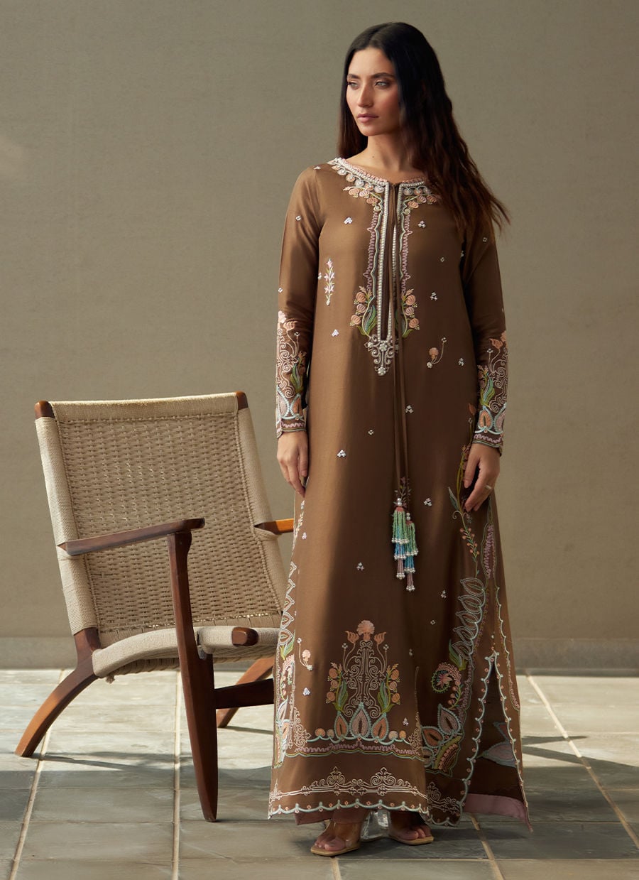 Farah Talib Aziz | Laani The Kaftan Edit | Enia Espresso Silk